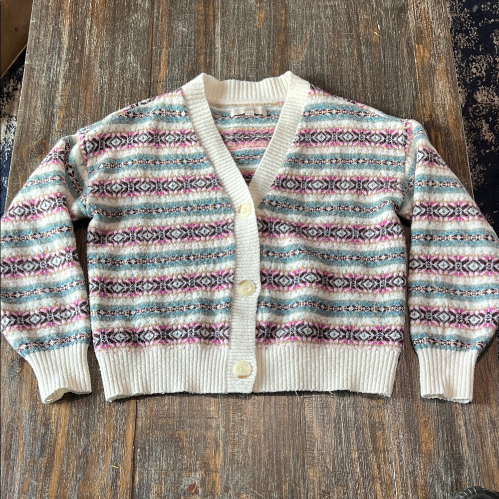 LOFT Multicolor Striped Cardigan